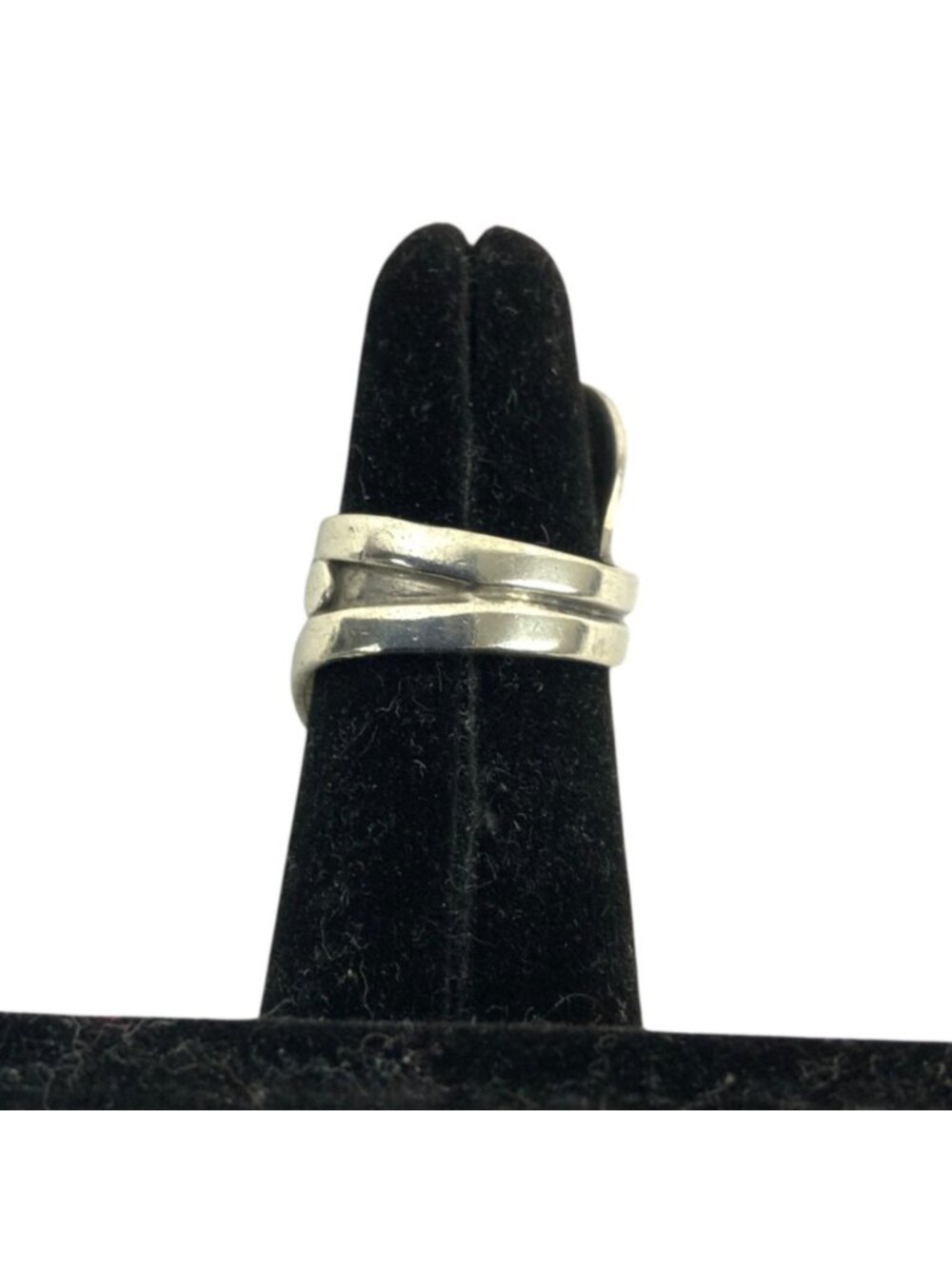 Vintage Signed R Cazares Taxco Mexico Sterling Modernist Bypass Ring Size 6 - Picture 5 of 7